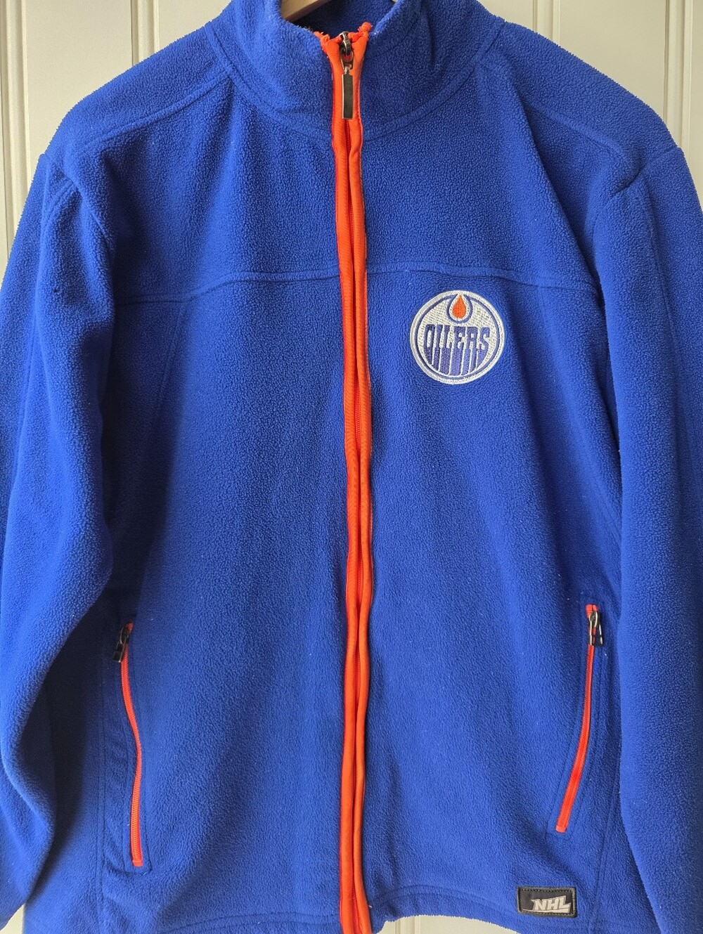NHL Edmonton Oilers Blue Fleece Zip Up Jacket Sweater Medium - Picture 2 of 9